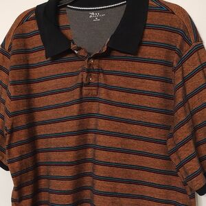 Brown and Black Striped Polo Shirt